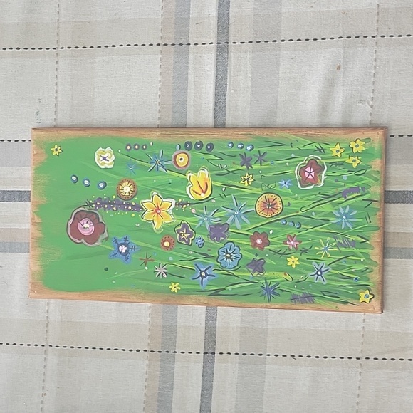 Hand Crafted Other - Hand Crafted Painting Whimsical Flower Garden Wall Art